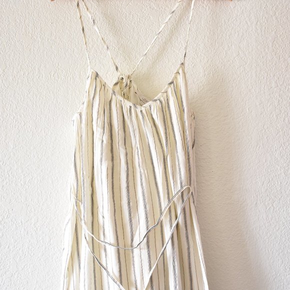 Loft Shimmer Stripe Tie Back Maxi Dress Whisper White - Picture 8 of 9